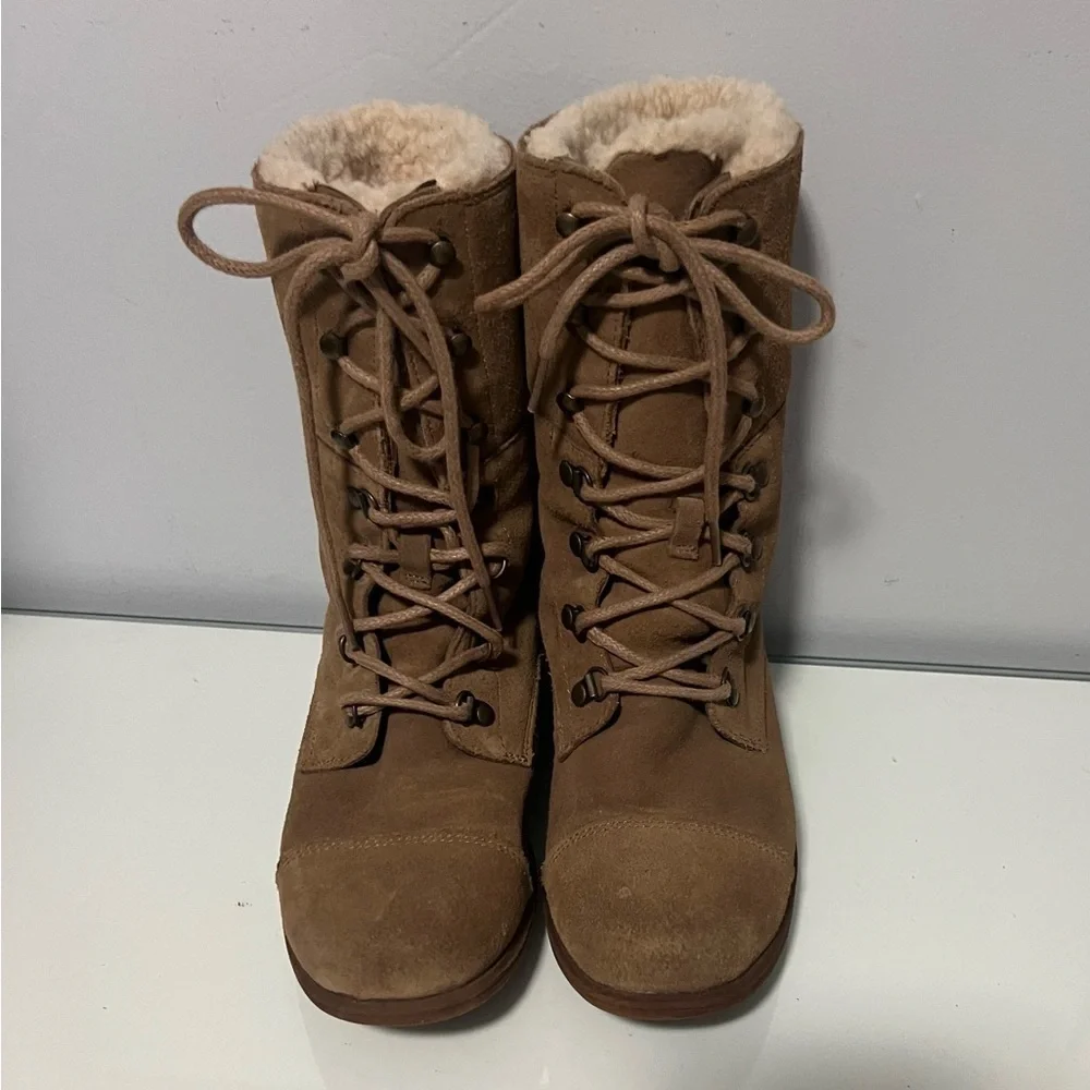 UGG Tan Winter Rain Boots with Fuzzy Lining
